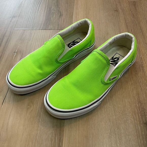 Vans Classic Slip On Canvas Shoes Neon Green Gecko Unisex Women’s 6.5/Men’s 5 - Picture 1 of 7